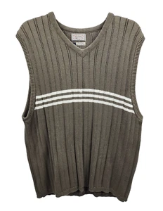 Suéter Chaleco Para Hombre XL Marrón Rayas Preppy Clásico Pullover - Imagen 1 de 5