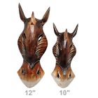 Wall Mount Sculpture Horse Brown Statue 12 And 10 In Wood Animal Safari Masks