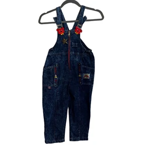 Great Flamingo Boys Bib Overalls Size 5 Dark Acid Wash Vintage Made in Taiwan - Picture 1 of 8