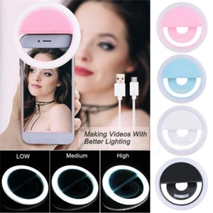 USB Téléphone Portable Selfie Caméra LED Anneau Lumière Flash Remplissage Clip - Chargeur USB - Photo 1 sur 12