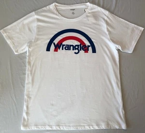 Neu Herren weißes Wrangler kurzärmeliges Logo T-Shirt Large & XL (A) - Bild 1 von 3