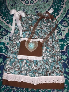 Fall 2T/3T Blue Brown Fish Floral Lace Pillowcase Dress NWOT - Picture 1 of 3