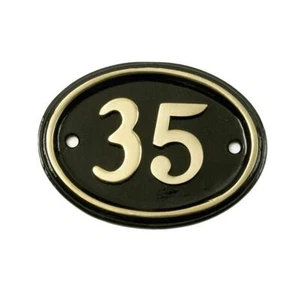 Polished Brass & Black Oval House Number Sign - Number 35 - Picture 1 of 1