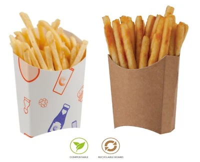 Einweglöffel - Chips Hühnerpackungen Fast Food Halter Box - Kraft oder weiß