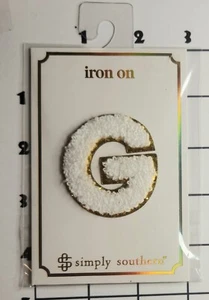 Letter "G" Patch White  2" Glitter EdgeEmbroidered Chenille Iron on Alphabet - Picture 1 of 1