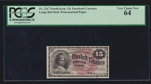 US 15c Fractional Currency Note Large Red Seal 4th Issue FR 1267 PCGS 64 Ch CU - Picture 1 of 2