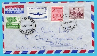 COCOS Keeling Islands air cover 1964 Yagoona, cancelled GPO Sydney to Netherland - Image 1 of 2