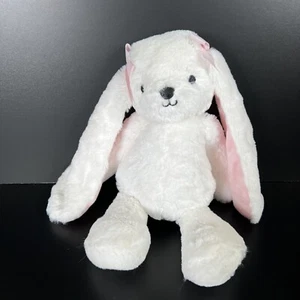 Bedtime Originals Snowflake White Plush Bunny Long Pink Lined Ears Lambs & Ivy - Picture 1 of 5