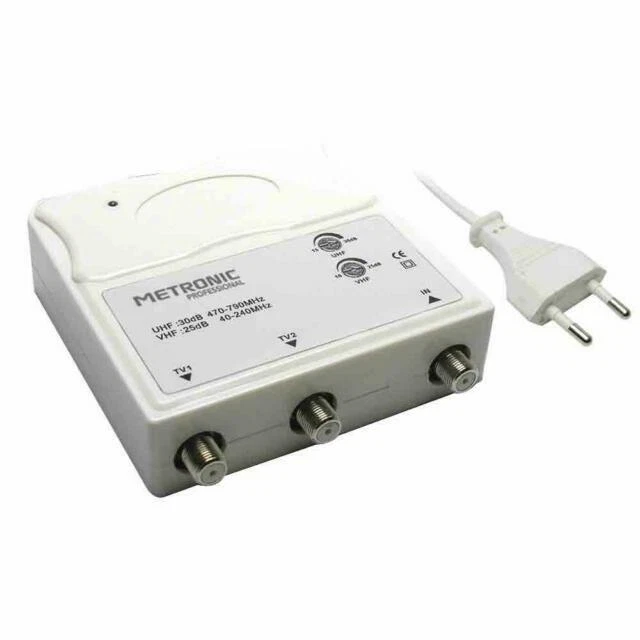 Metronic 414113 Amplificatore TV VHF/UHF per Digitale Terrestre con Filtro LTE da Interno - Bianco