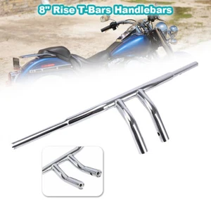 Chrome 8" Rise T-Bars Handlebars Fat Fits For Harley Dyna Sturgis FXDB 1991 - Picture 1 of 20