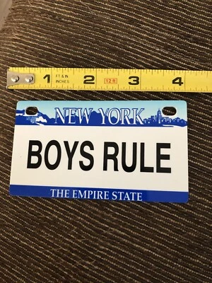 New NY New York “ Boys Rule” Novelty Plastic Novelty Mini License Plate Tag - Image 1 of 4