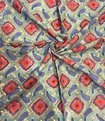Indian Hand Block Print Cotton Fabric by the Yard, Sewing, Dressmaking, Handmade - Image 1 of 4
