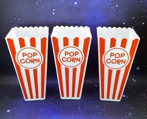 Popcorn Bowls Buckets Red Retro Stripes Plastic Containers Set of 3 - Picture 1 of 1