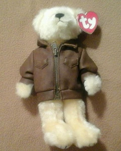TY Beanie Baby Attic Treasures BARON THE BEAR 9" Leather Jacket Fly High   - Picture 1 of 4