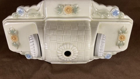 Vintage Antique Art Deco Ceiling Light Lamp Light Fixture 2 Bulb Base Porcelain Cover