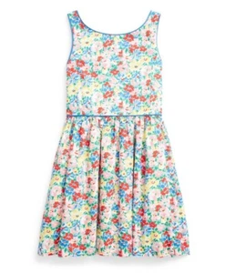 Polo Ralph Lauren Girls Yellow Floral Poplin Dress Size 5 NWT - Picture 1 of 3