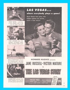 1952 The LAS VEGAS STORY movie Jane Russell PRINT AD Vincent Price gambling - Picture 1 of 3