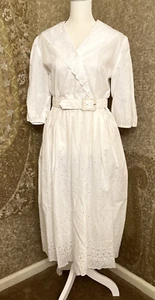 Vintage Missy H White Eyelet Sundress Dress Prairie Cottagecore Summer Sz. 8 - Picture 1 of 18