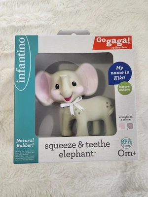 Infantino GoGaGa Collection Squeeze & Teethe Elephant Natural Rubber Teether New - Image 1 of 4