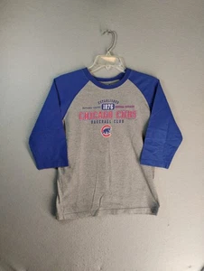 Chicago Cubs Shirt Youth 10 Gray 3/4 Reglan Sleeve Crewneck Graphic Pullover - Picture 1 of 9