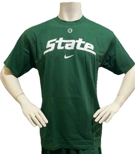 New Nike Michigan State Spartans NCAA Team Sport T Shirt Green Mens Large - Picture 1 of 3