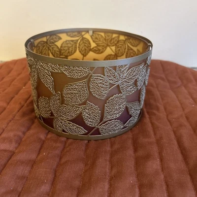 Yankee Candle hojas ámbar sombra topper cobre metal vidrio nuevo sin etiquetas Foto 1 de 4