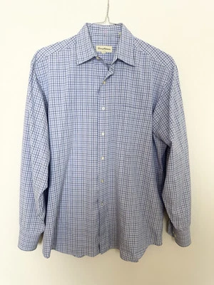 Tommy Bahama Mens Dress Shirt Size 16 Blue Purple Check Pocket Long Sleeve - Image 1 of 4