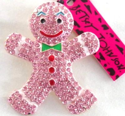 COMBO COLGANTE/BROCHE HOMBRE PAN JENGIBRE PEDRERÍA CHAMPÁN BETSEY JOHNSON 2.25" Foto 1 de 4