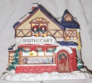 VINTAGE MERVYNS CHRISTMAS VILLAGE SQUARE APOTHECARY 1994 WITH LIGHT - NO BOX - Picture 1 of 8