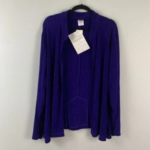 Citiknits Cardigan Womens Size 3X Open Front Long Sleeve Purple Slinky Knit - Picture 1 of 10