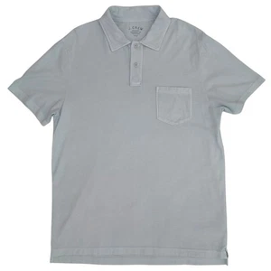 J Crew Broken In Jersey Polo Mens L Pocket Light Blue Slub Cotton - Picture 1 of 8