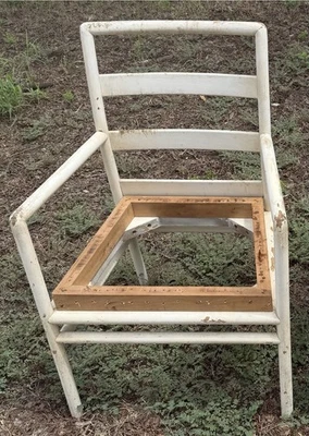 T.H. Silla de comedor Robsjohn-Gibbings Widdicomb modelo 4209 con respaldo de escalera (B) Foto 1 de 4