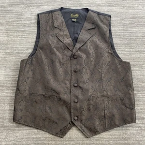 Scully Vest Mens Large Brown Paisley Brocade Western Waistcoat Formal Adjustable - Picture 1 of 6