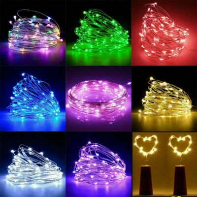 LED Christmas Fairy Battery Bottle Lights Outdoor Xmas Decorations 10Leds Light - Image 1 of 4