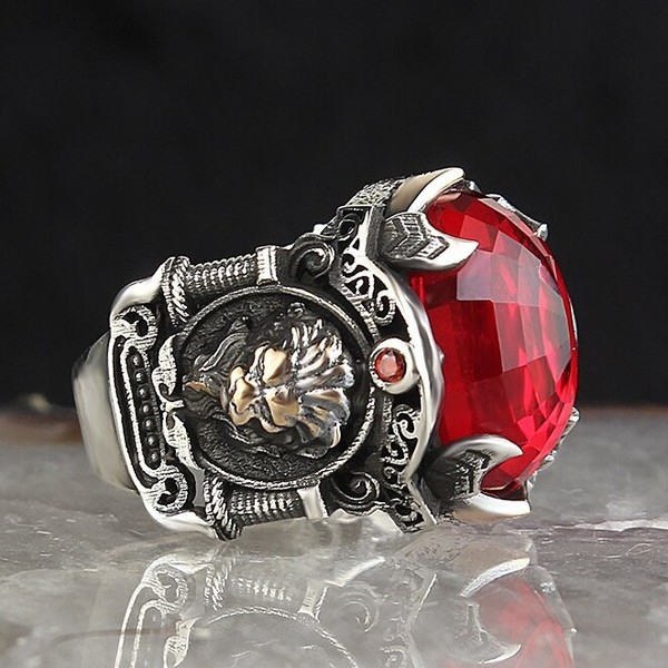 JAPANESE TIGER & DRAGON 925 STERLING SILVER MENS RING NEW SAPPHIRE BLUE ROCK JAPANESE TIGER & DRAGON 925 STERLING SILVER MENS RING NEW SAPPHIRE BLUE ROCK