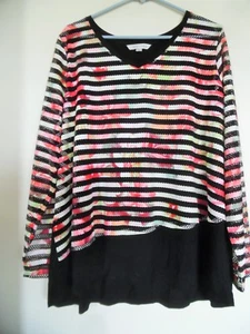 Gorgeous Erin London Striped See thru Blouse Shirt Top Size XXL - Picture 1 of 3