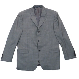 Burberrys Mens 42 Short Gray Windowpane Super 100's 100% Wool Blazer Sport Coat - Picture 1 of 12