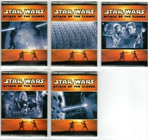 STAR WARS 2002 TOPPS ATTACK OF THE CLONES PANORAMIC FOLD-OUT INSERT SET (5) - Picture 1 of 7