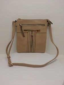 Isabelle Beige Crossbody Bag Handbag Shoulder Bag Purse with Gold Detailing D18 - Picture 1 of 11