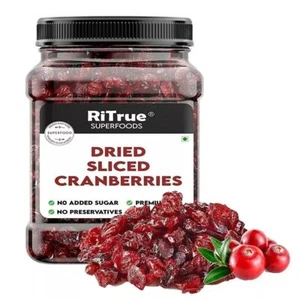 Dried Sliced Cranberry 250gm, Organic Unsweetened Cranberries Dry Fruits - Picture 1 of 5