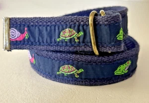 80's Canvas Belt Youth Preppy Turtles Frogs Snails Medium - Picture 1 of 5