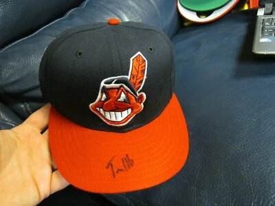 Gorra de béisbol autografiada por Travis Hafner Cleveland Indians Foto 1 de 4