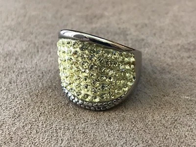 Anillo de cristal amarillo de acero por diseño talla 10 Foto 1 de 4