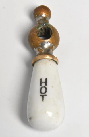 VINTAGE CERAMIC BATHROOM KITCHEN HOT WATER FAUCET HANDLE  ARCHITECTURAL SALVAGE Cover
