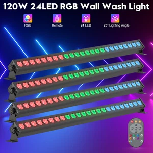 120W 24LED RGB Wall Wash Light Bar Remote DMX Strobe Party Disco Stage Lighting - Picture 1 of 13