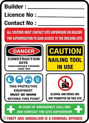 Builder Construction Site Safety Sign in Multiple Size & Material Options (BD25) - image 1 of 3