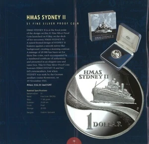 Australia 1 Dollar 2000 HMAS Sydney II Silver Coin - Picture 1 of 5