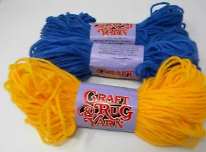 3 Skeins Craft & Rug Yarn 100% Polyester #550 Sunrise #715 National Blue - Picture 1 of 1