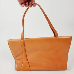 Bolso de mano Lennox vintage de cuero tostado/naranja - Imagen 1 de 7