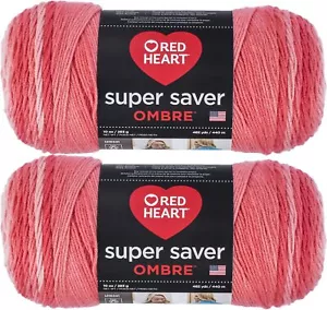 Red Heart Super Saver Jumbo Sea Coral Ombre Yarn - 2 Pack of 283g/10oz - Acry... - Picture 1 of 2